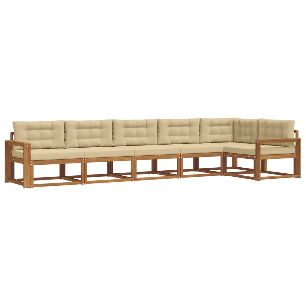 Outdoor-Sofagarnitur mit Kissen 6 pcs Natur und Beige