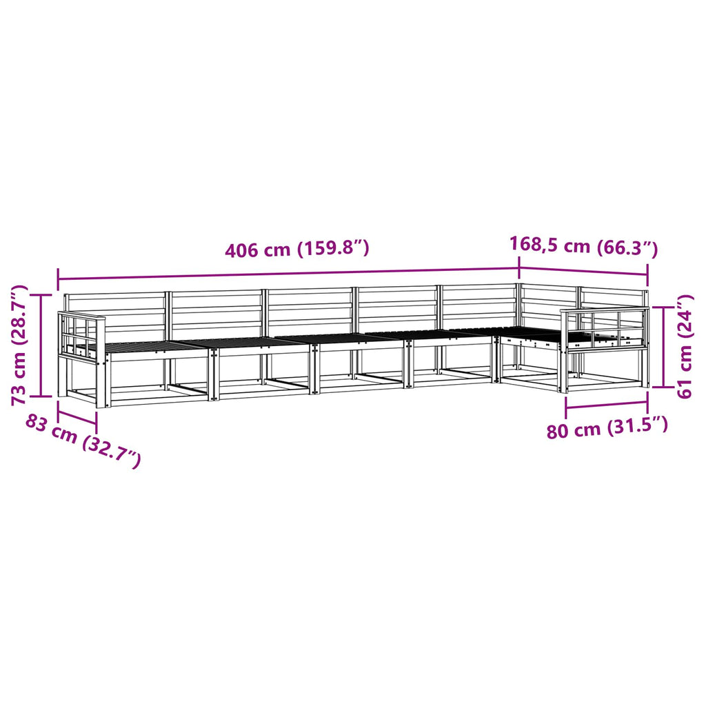 Outdoor-Sofagarnitur 6 pcs Natur Massivholz Akazie