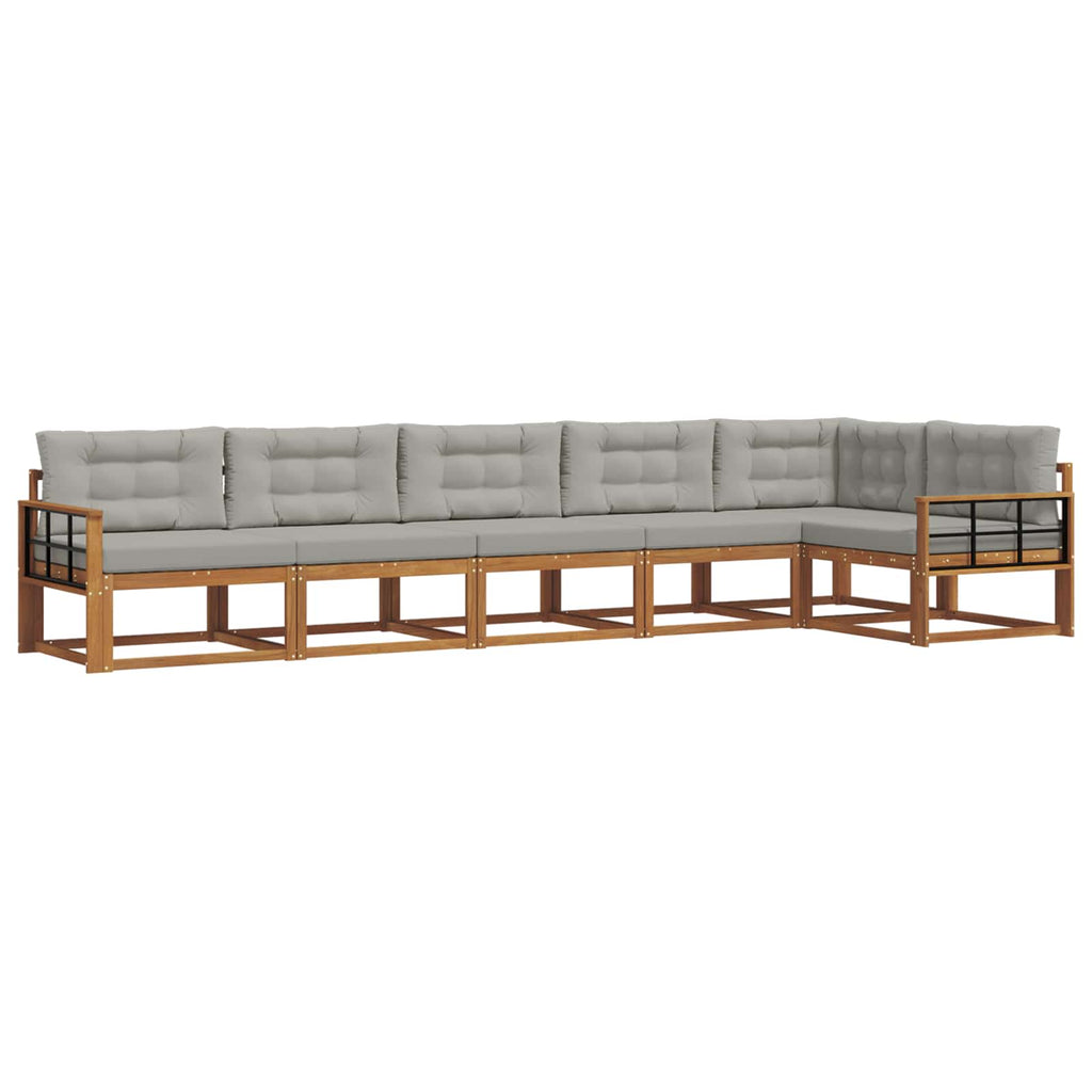 Outdoor-Sofagarnitur mit Kissen 6 pcs Natürlich und Hellgrau