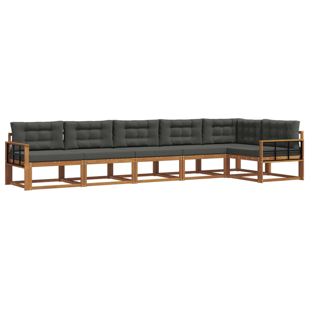 Outdoor-Sofagarnitur mit Kissen 6 pcs Natur und Anthrazit