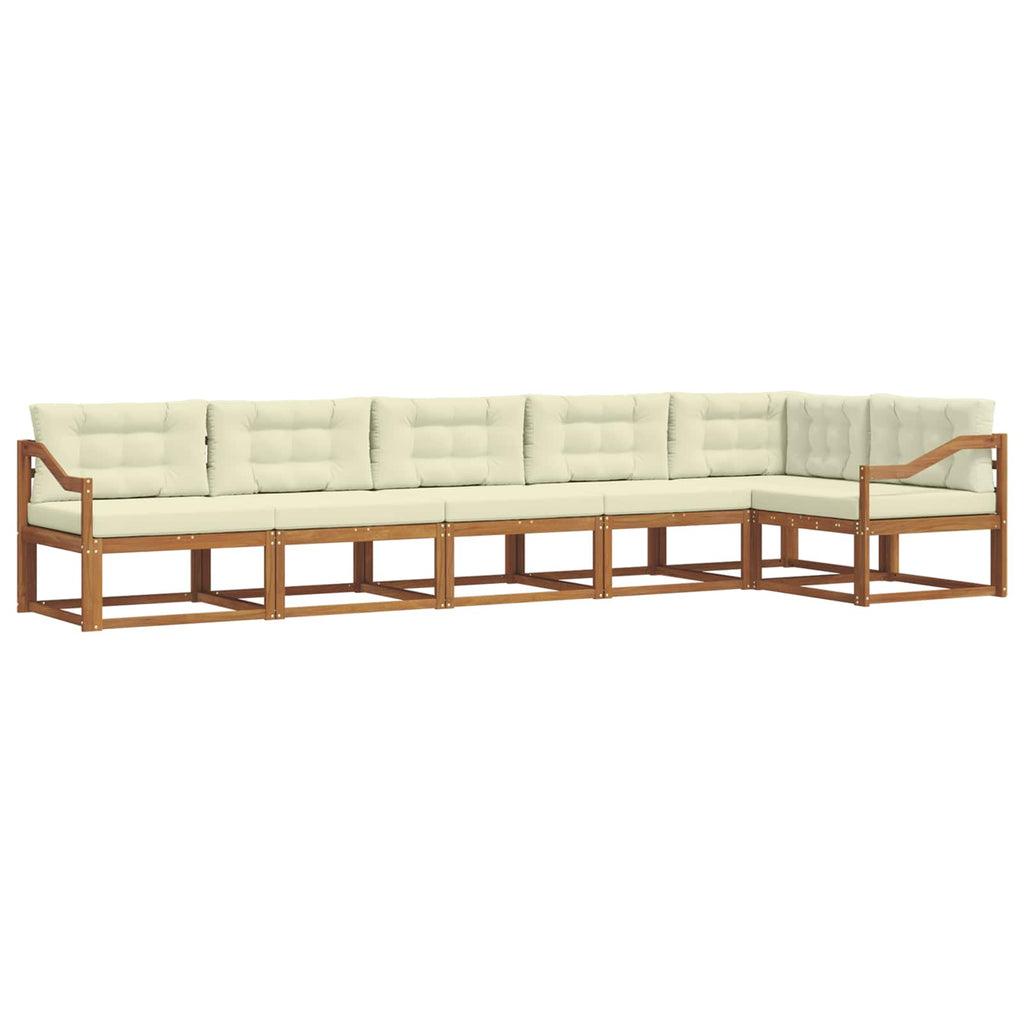 Outdoor-Sofagarnitur mit Kissen 6 pcs Natur und Creme