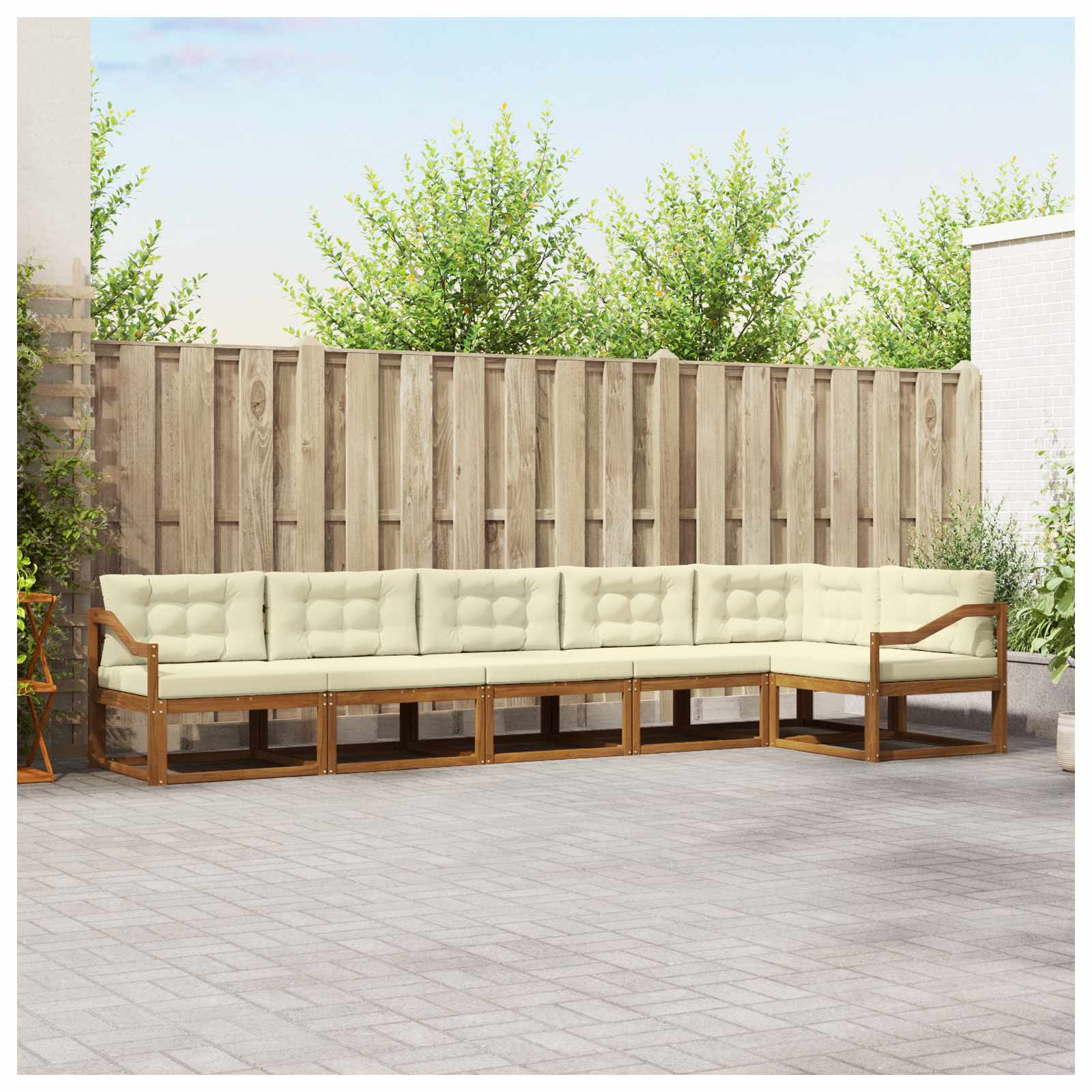 Outdoor-Sofagarnitur mit Kissen 6 pcs Natur und Creme