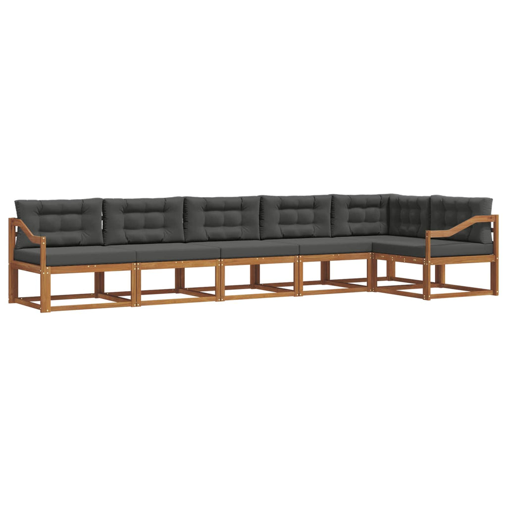 Outdoor-Sofagarnitur mit Kissen 6 pcs Natur und Anthrazit