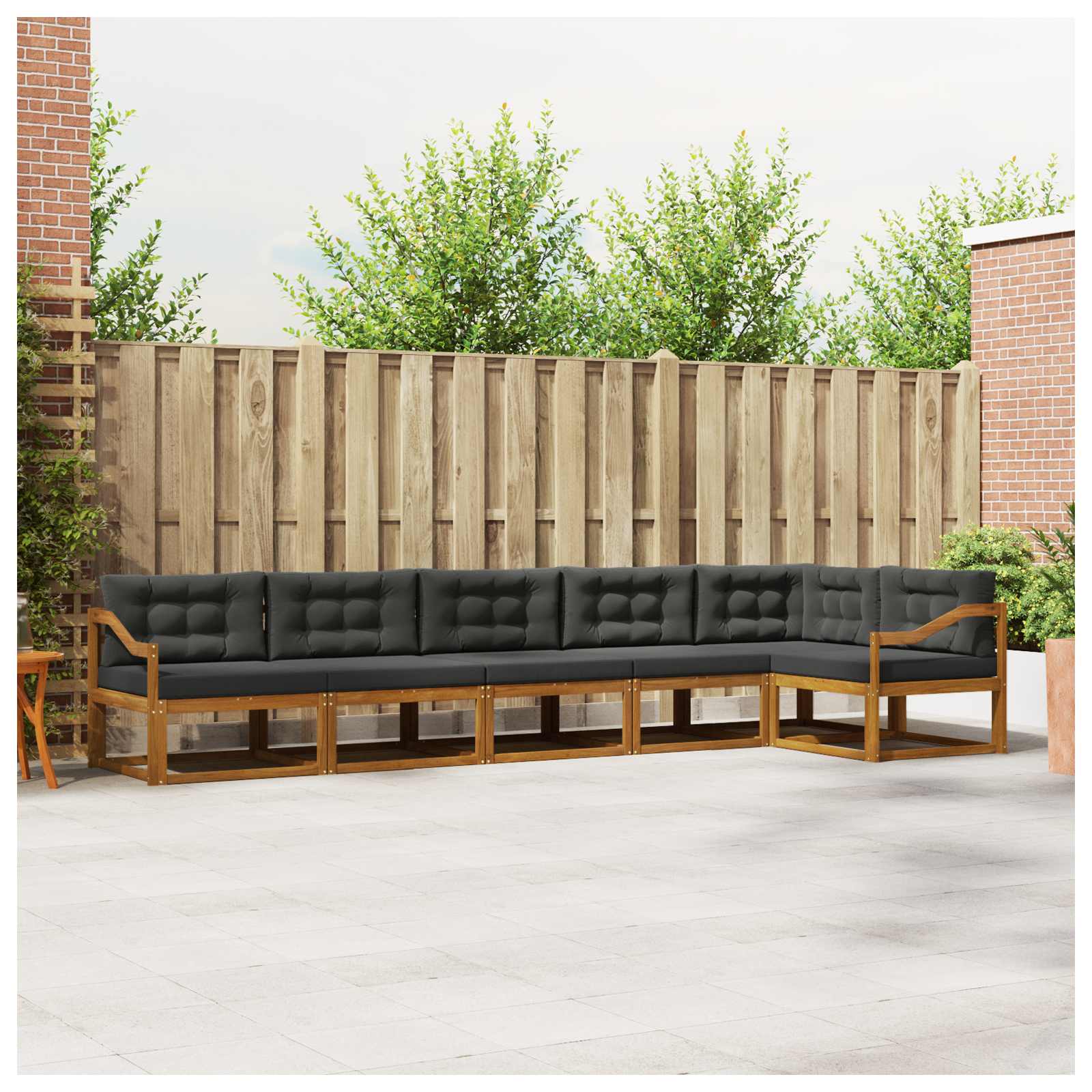 Outdoor-Sofagarnitur mit Kissen 6 pcs Natur und Anthrazit