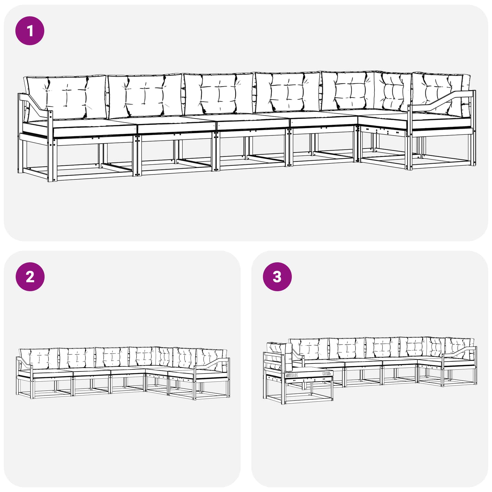 Outdoor-Sofagarnitur mit Kissen 6 pcs Natur und Anthrazit