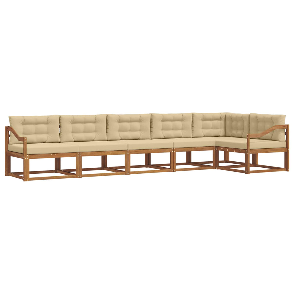 Outdoor-Sofagarnitur mit Kissen 6 pcs Natur und Beige