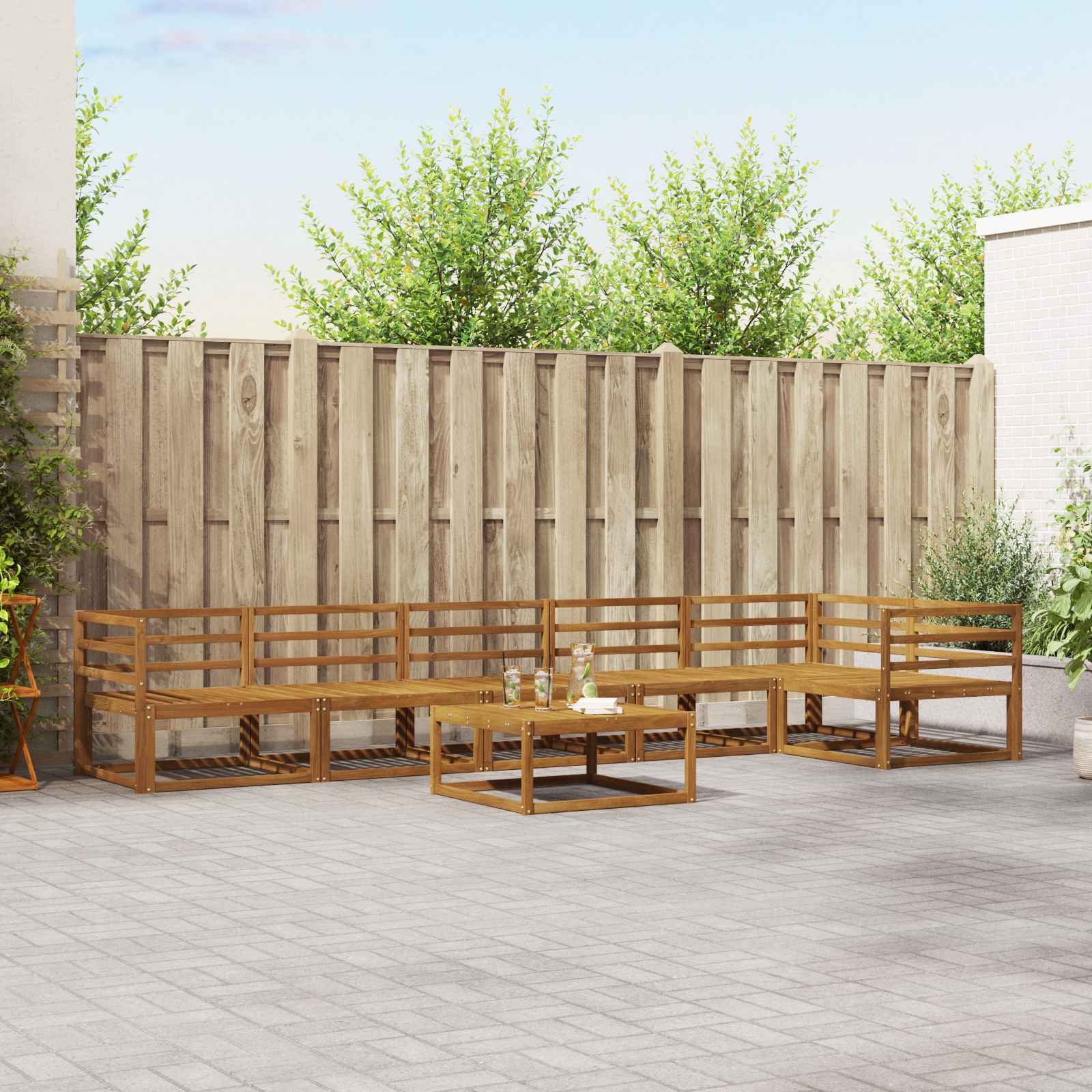 Outdoor-Sofagarnitur 7 pcs Natur Massivholz Akazie
