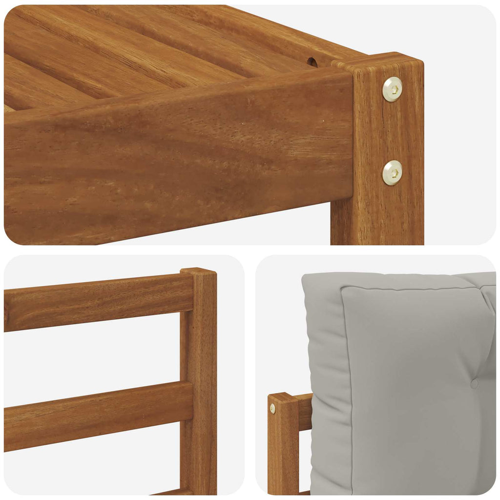 Outdoor-Sofagarnitur mit Kissen 7 pcs Natürlich und Hellgrau