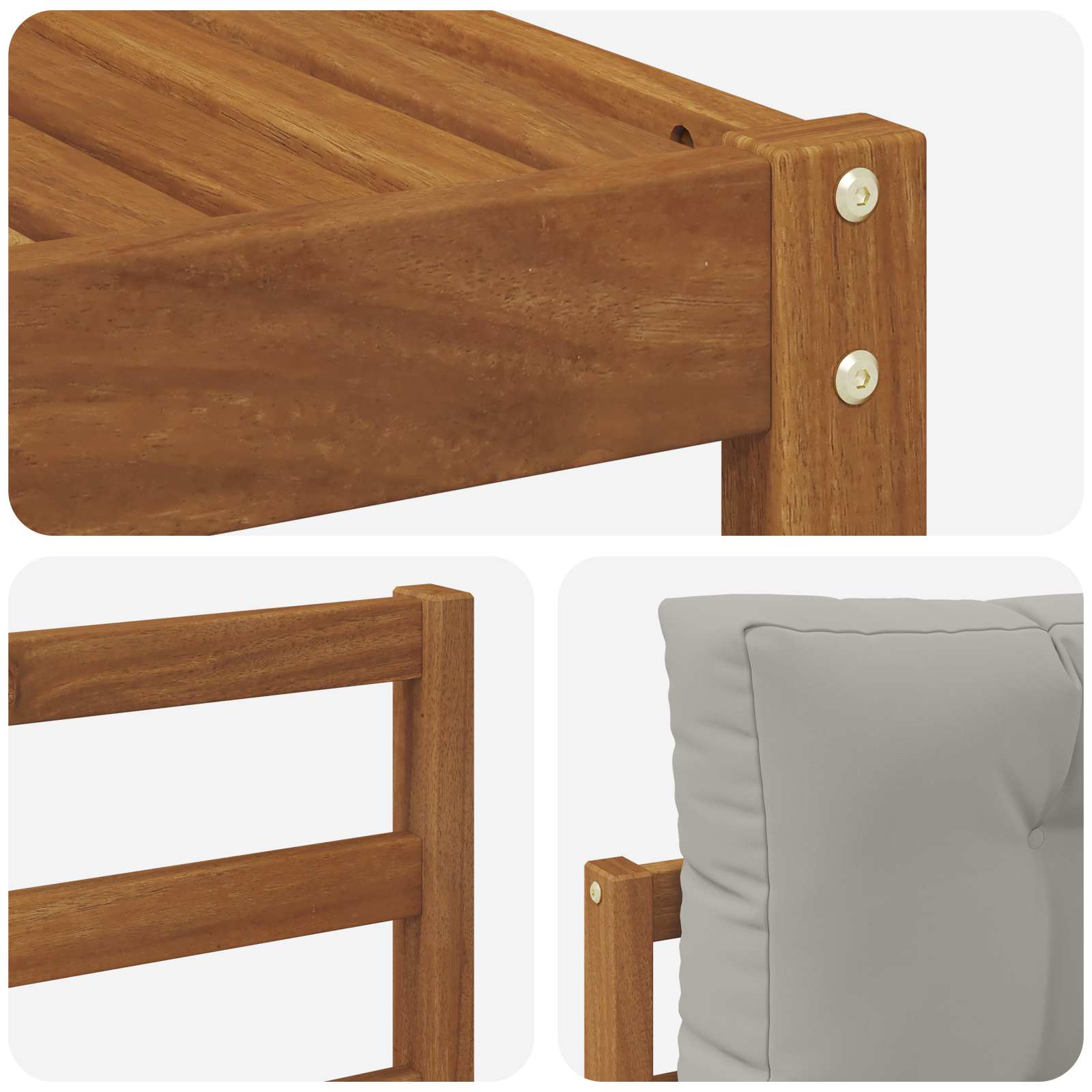 Outdoor-Sofagarnitur mit Kissen 7 pcs Natürlich und Hellgrau