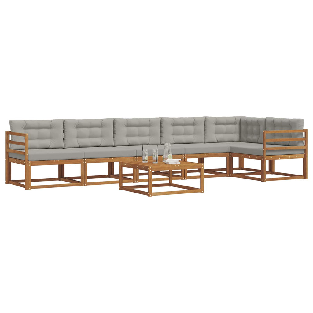 Outdoor-Sofagarnitur mit Kissen 7 pcs Natürlich und Hellgrau
