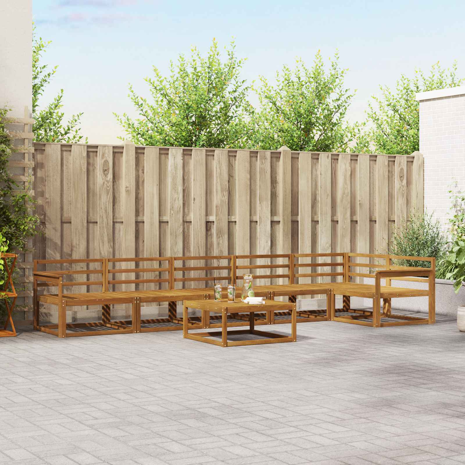 Outdoor-Sofagarnitur 7 pcs Natur Massivholz Akazie