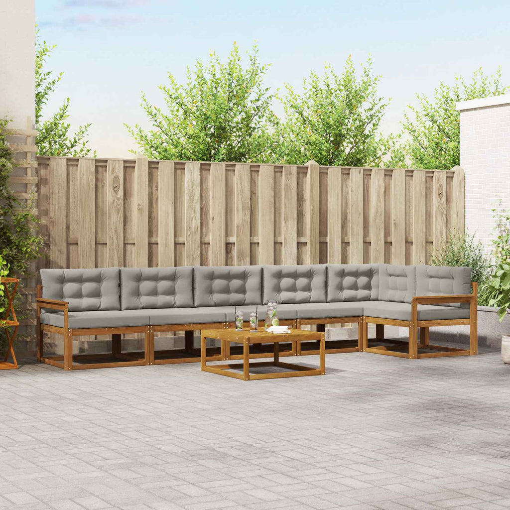Outdoor-Sofagarnitur mit Kissen 7 pcs Natürlich und Hellgrau