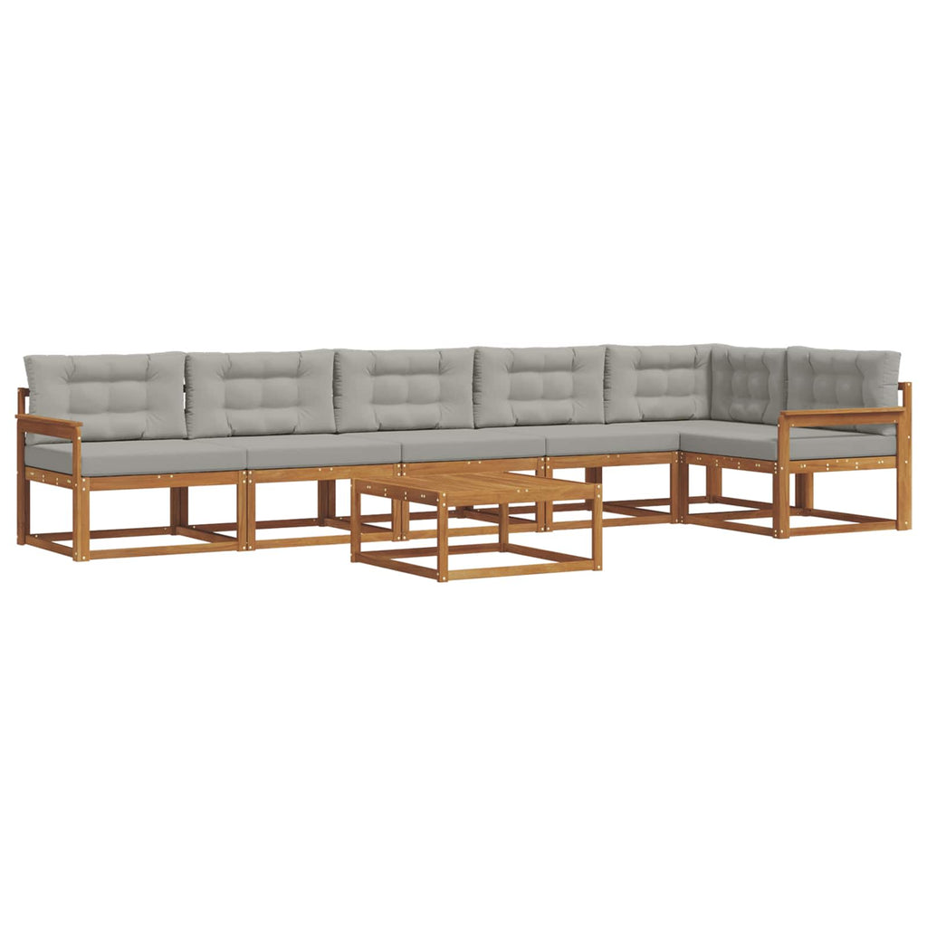 Outdoor-Sofagarnitur mit Kissen 7 pcs Natürlich und Hellgrau