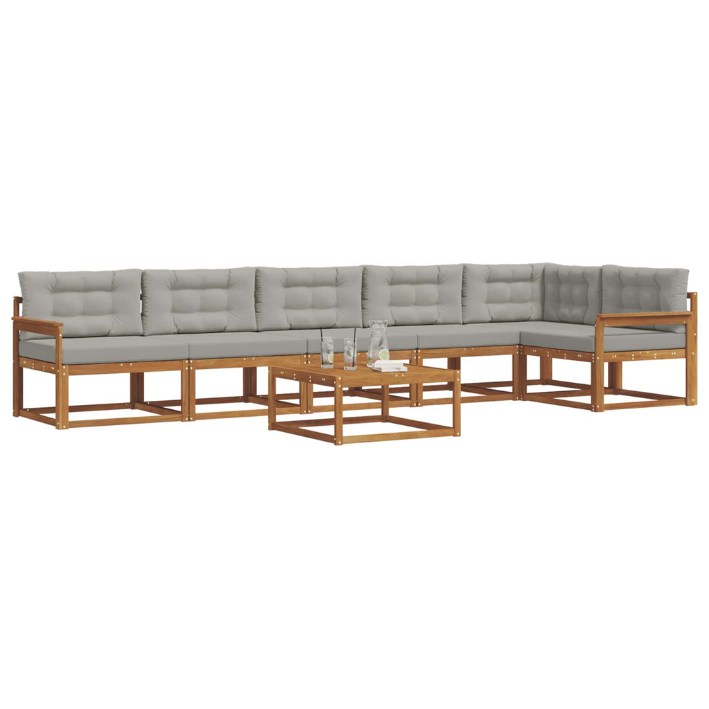 Outdoor-Sofagarnitur mit Kissen 7 pcs Natürlich und Hellgrau