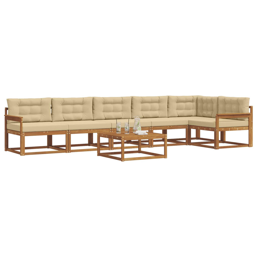 Outdoor-Sofagarnitur mit Kissen 7 pcs Natur und Beige