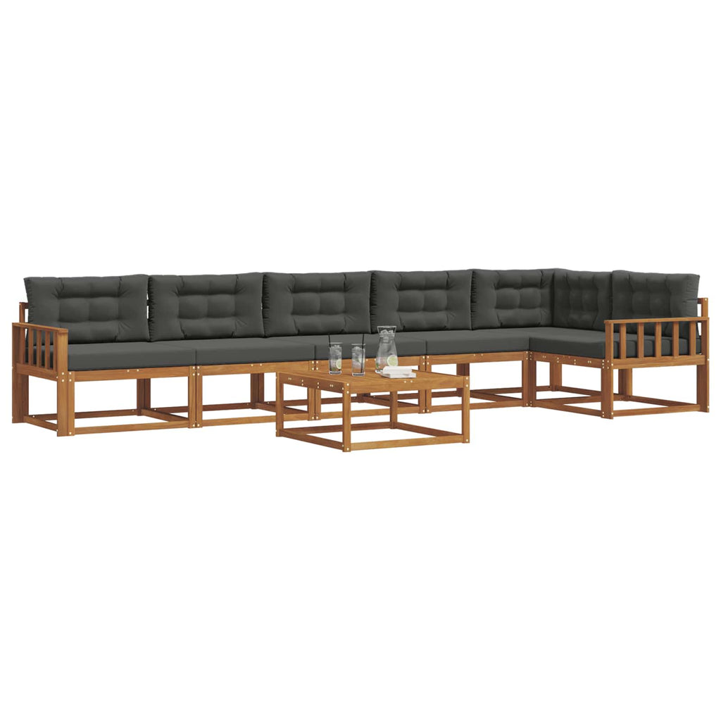 Outdoor-Sofagarnitur mit Kissen 7 pcs Natur und Anthrazit