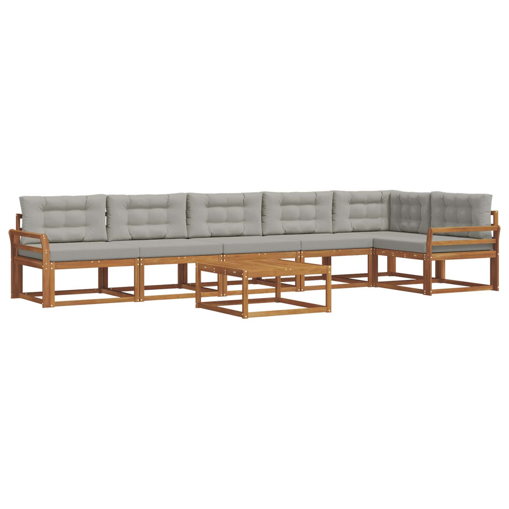 Outdoor-Sofagarnitur mit Kissen 7 pcs Natürlich und Hellgrau