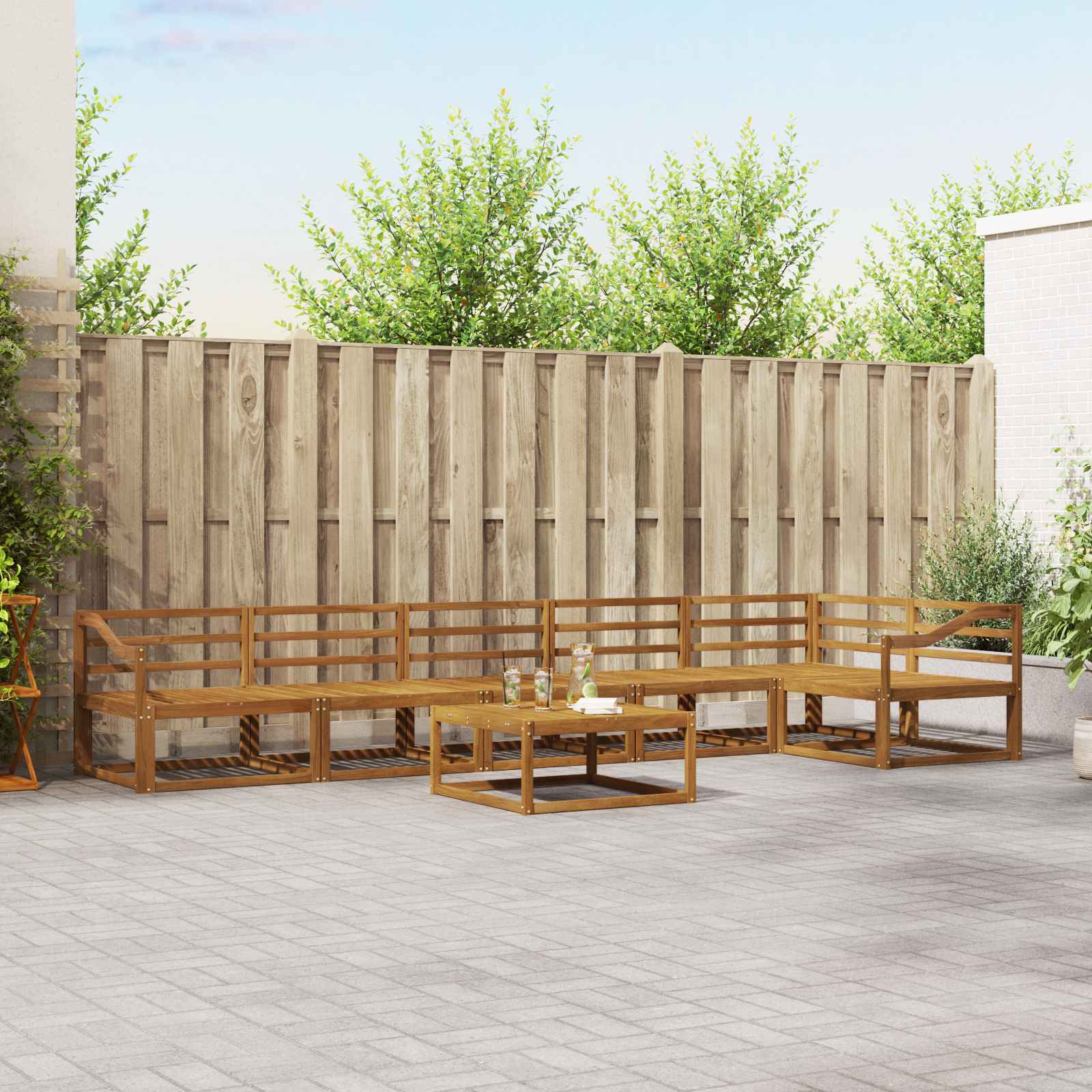Outdoor-Sofagarnitur 7 pcs Natur Massivholz Akazie
