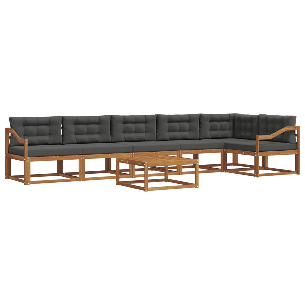 Outdoor-Sofagarnitur mit Kissen 7 pcs Natur und Anthrazit