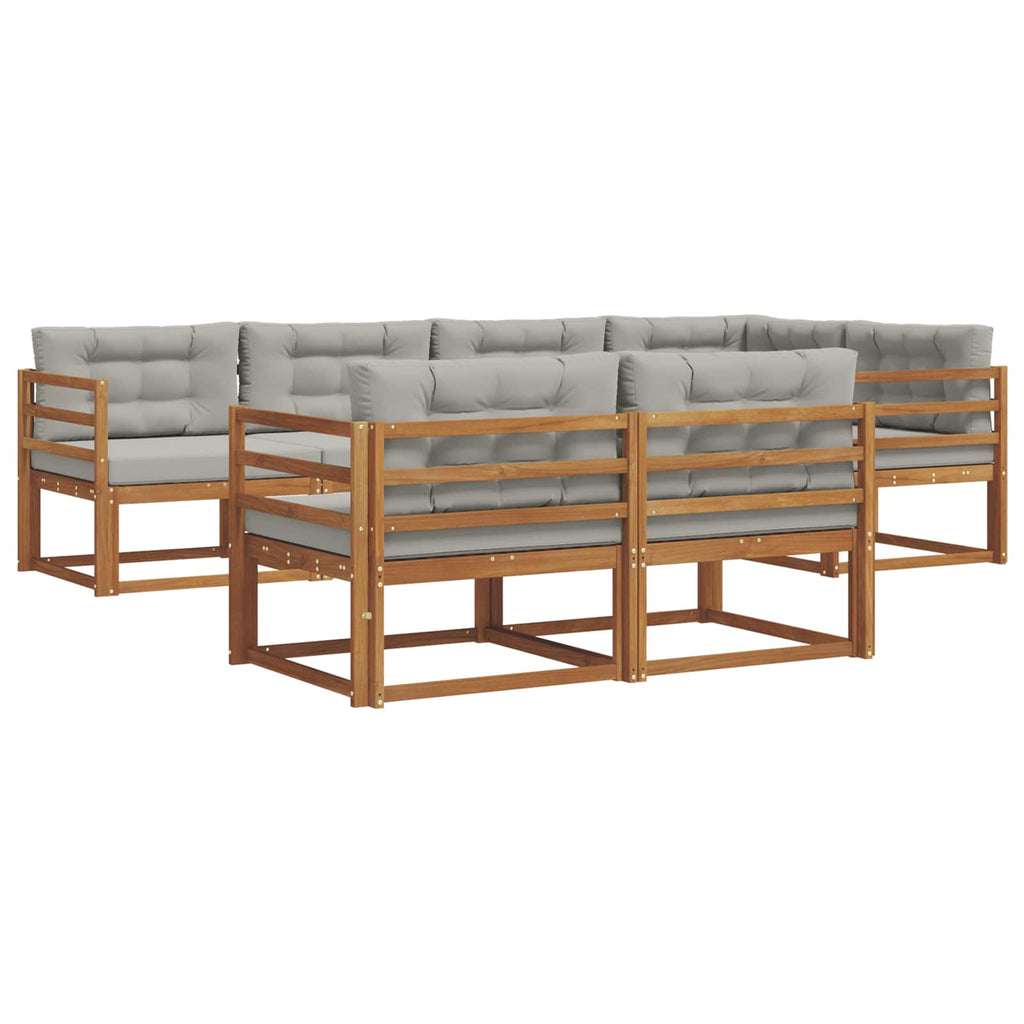 Outdoor-Sofagarnitur mit Kissen 7 pcs Natürlich und Hellgrau