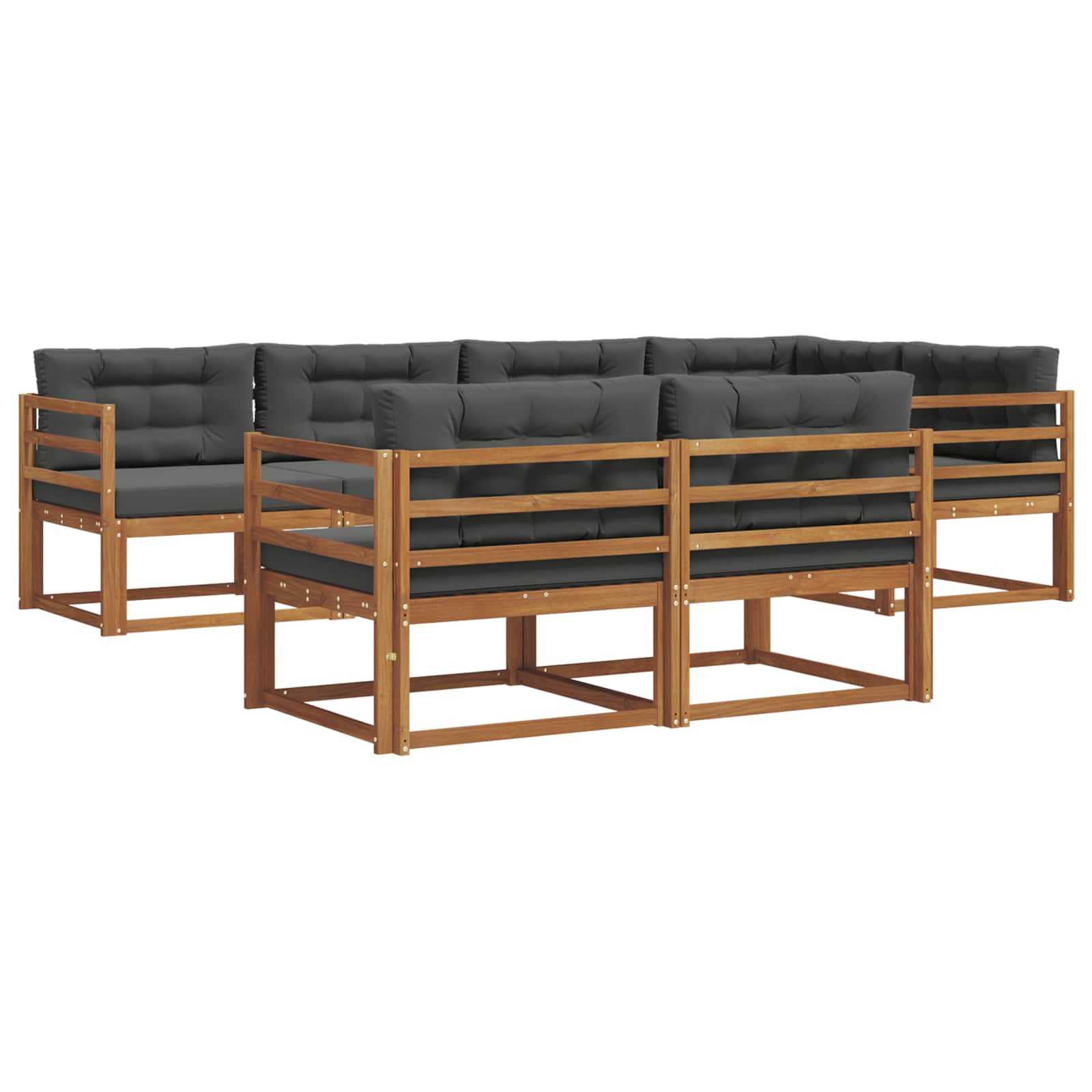 Outdoor-Sofagarnitur mit Kissen 7 pcs Natur und Anthrazit