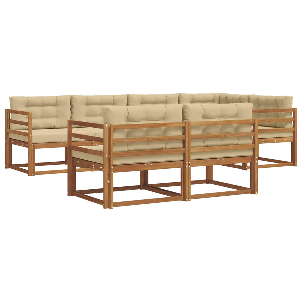 Outdoor-Sofagarnitur mit Kissen 7 pcs Natur und Beige