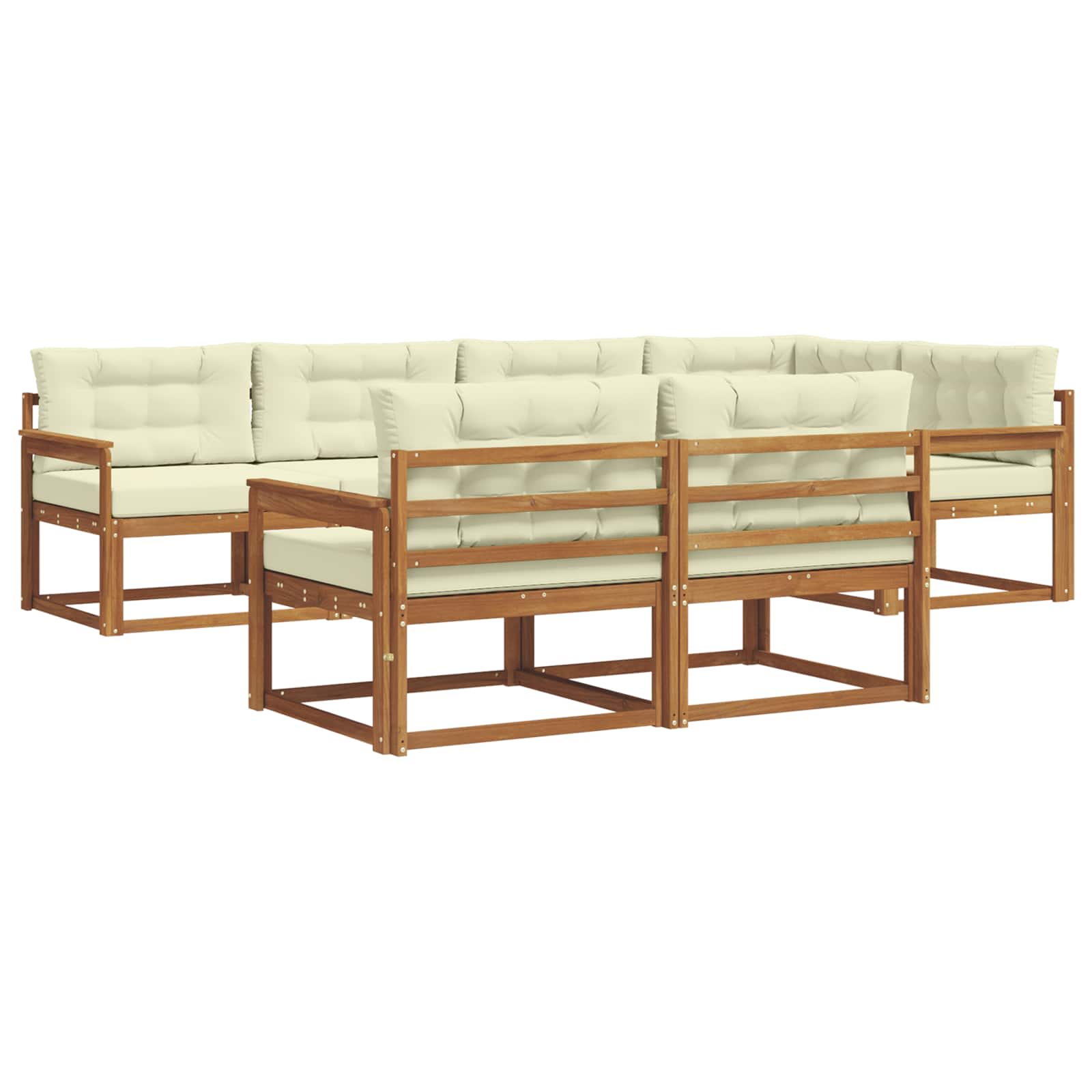 Outdoor-Sofagarnitur mit Kissen 7 pcs Natur und Creme
