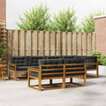 Outdoor-Sofagarnitur mit Kissen 7 pcs Natur und Anthrazit