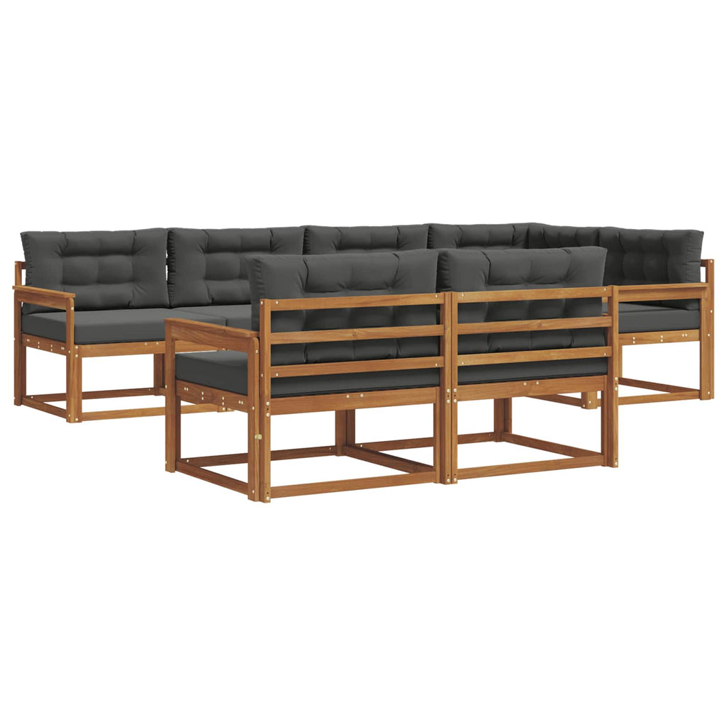 Outdoor-Sofagarnitur mit Kissen 7 pcs Natur und Anthrazit