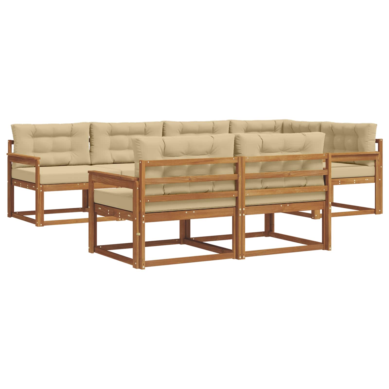 Outdoor-Sofagarnitur mit Kissen 7 pcs Natur und Beige