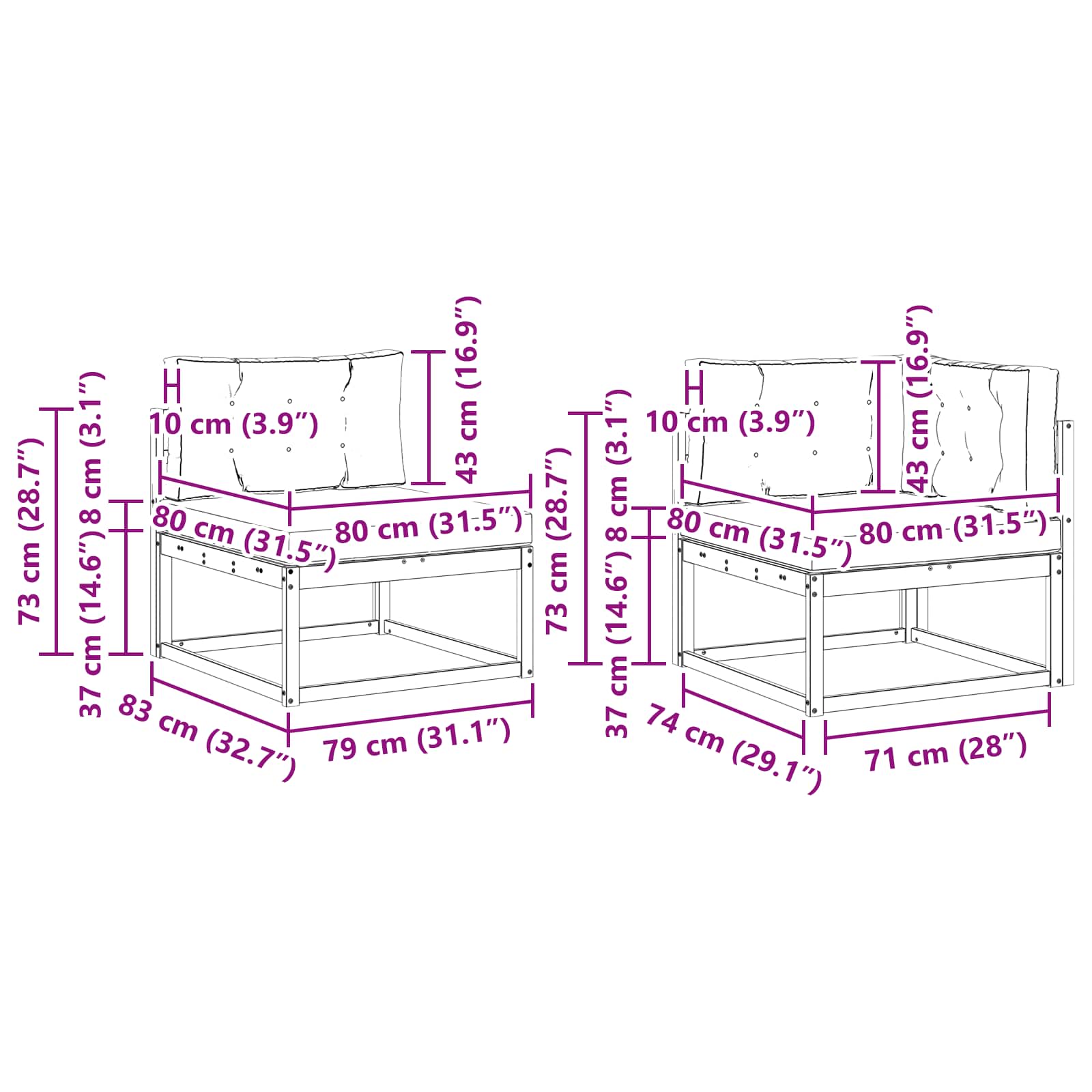 Outdoor-Sofagarnitur mit Kissen 7 pcs Natur und Beige