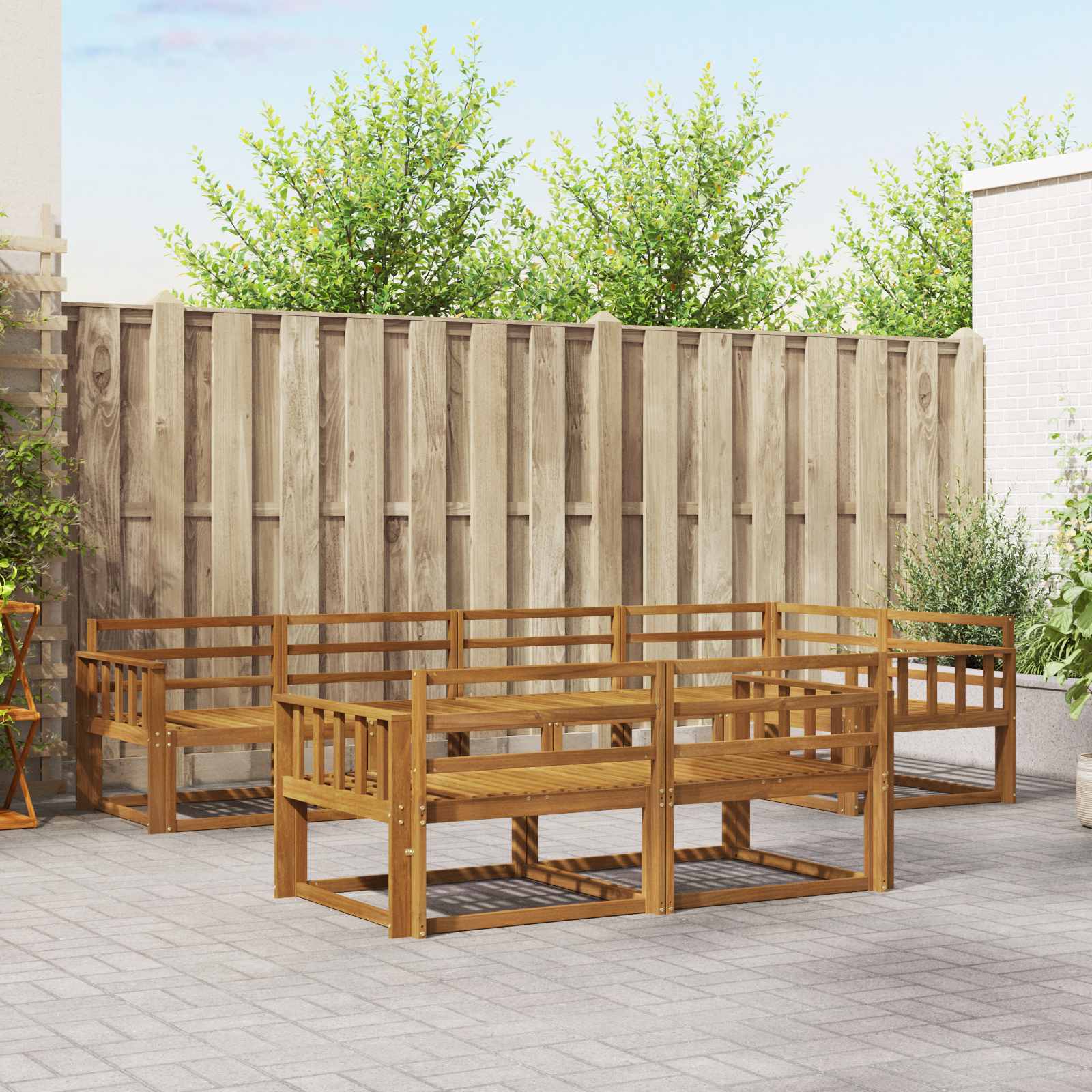 Outdoor-Sofagarnitur 7 pcs Natur Massivholz Akazie