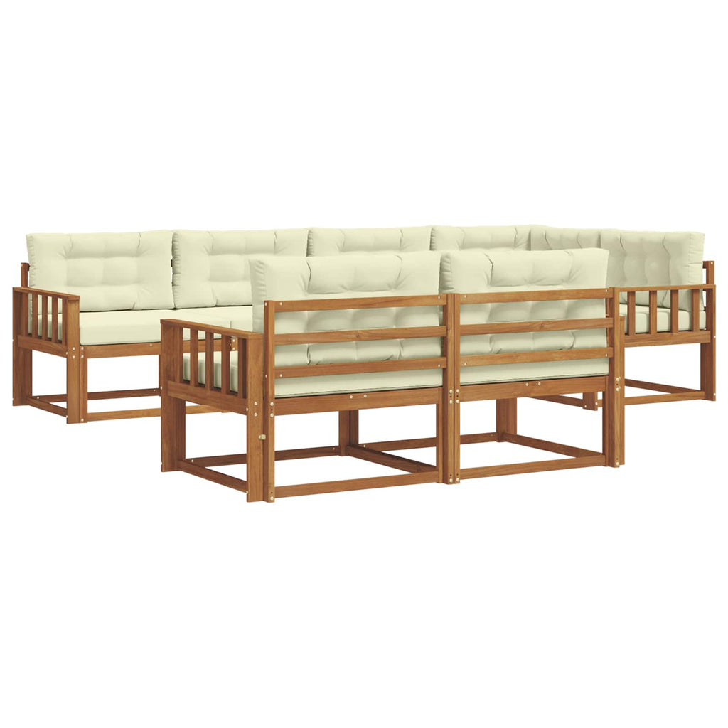 Outdoor-Sofagarnitur mit Kissen 7 pcs Natur und Creme