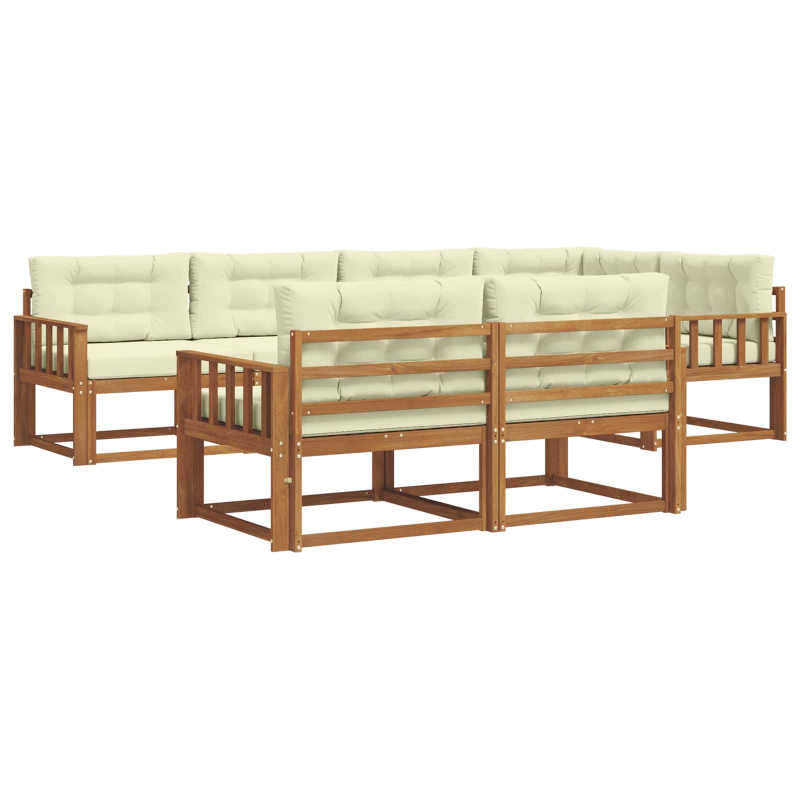 Outdoor-Sofagarnitur mit Kissen 7 pcs Natur und Creme