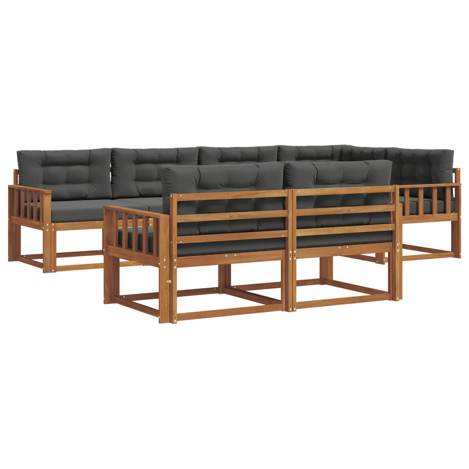 Outdoor-Sofagarnitur mit Kissen 7 pcs Natur und Anthrazit