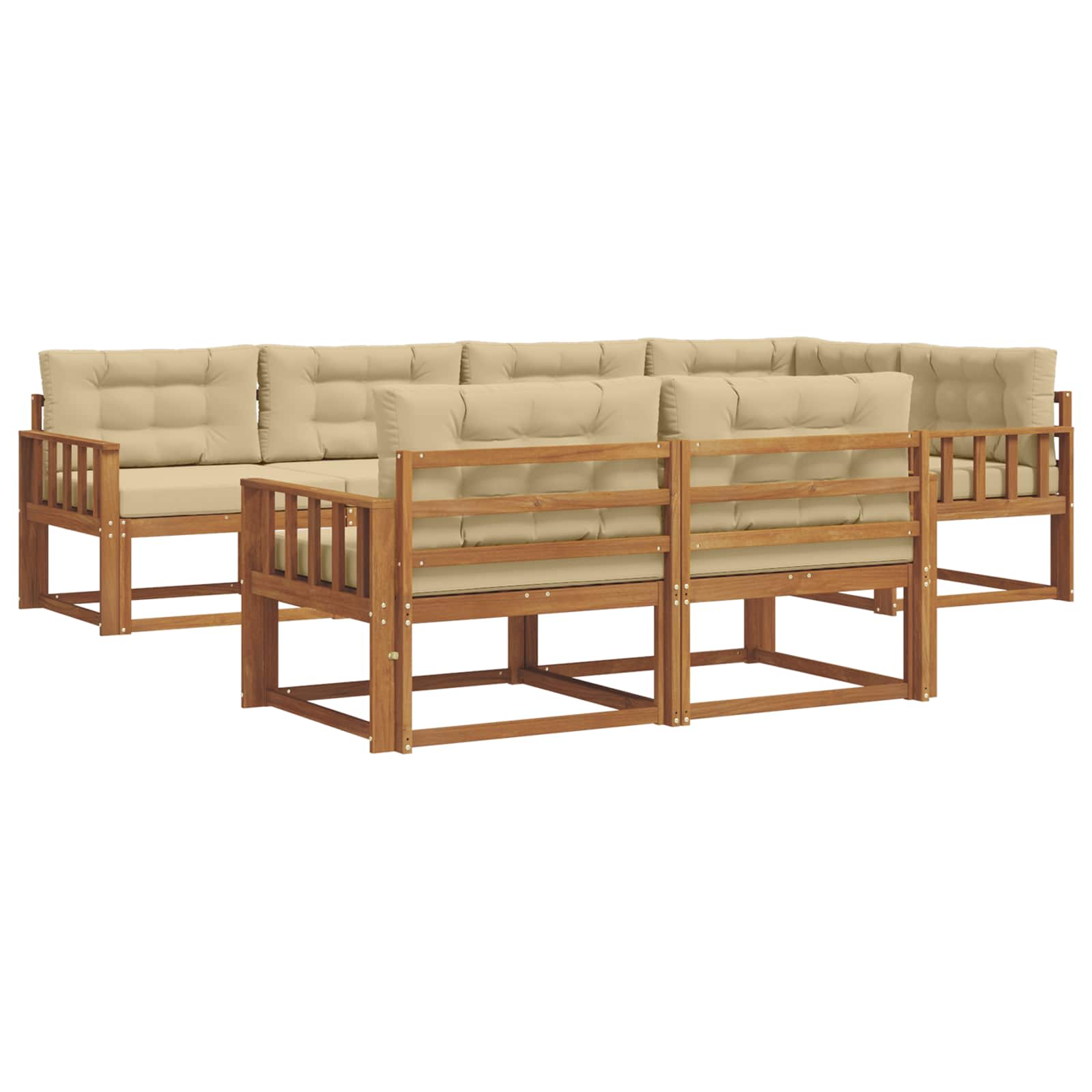 Outdoor-Sofagarnitur mit Kissen 7 pcs Natur und Beige