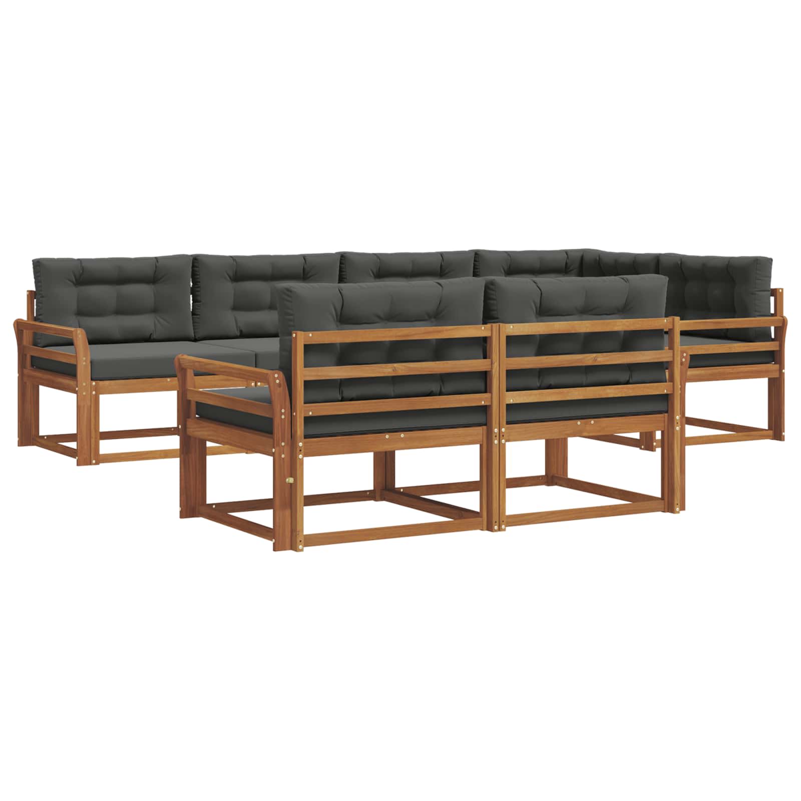 Outdoor-Sofagarnitur mit Kissen 7 pcs Natur und Anthrazit