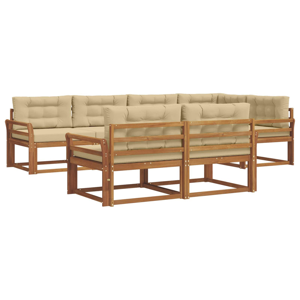 Outdoor-Sofagarnitur mit Kissen 7 pcs Natur und Beige