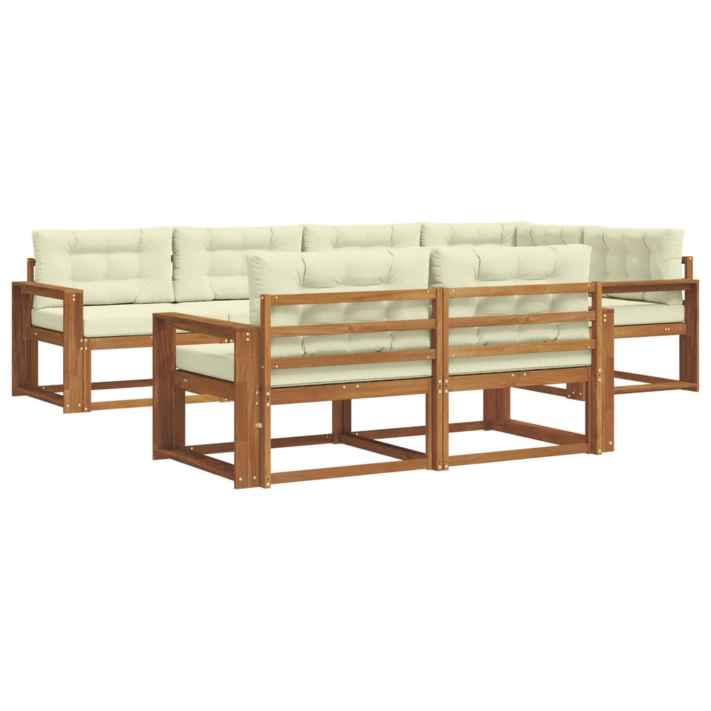 Outdoor-Sofagarnitur mit Kissen 7 pcs Natur und Creme