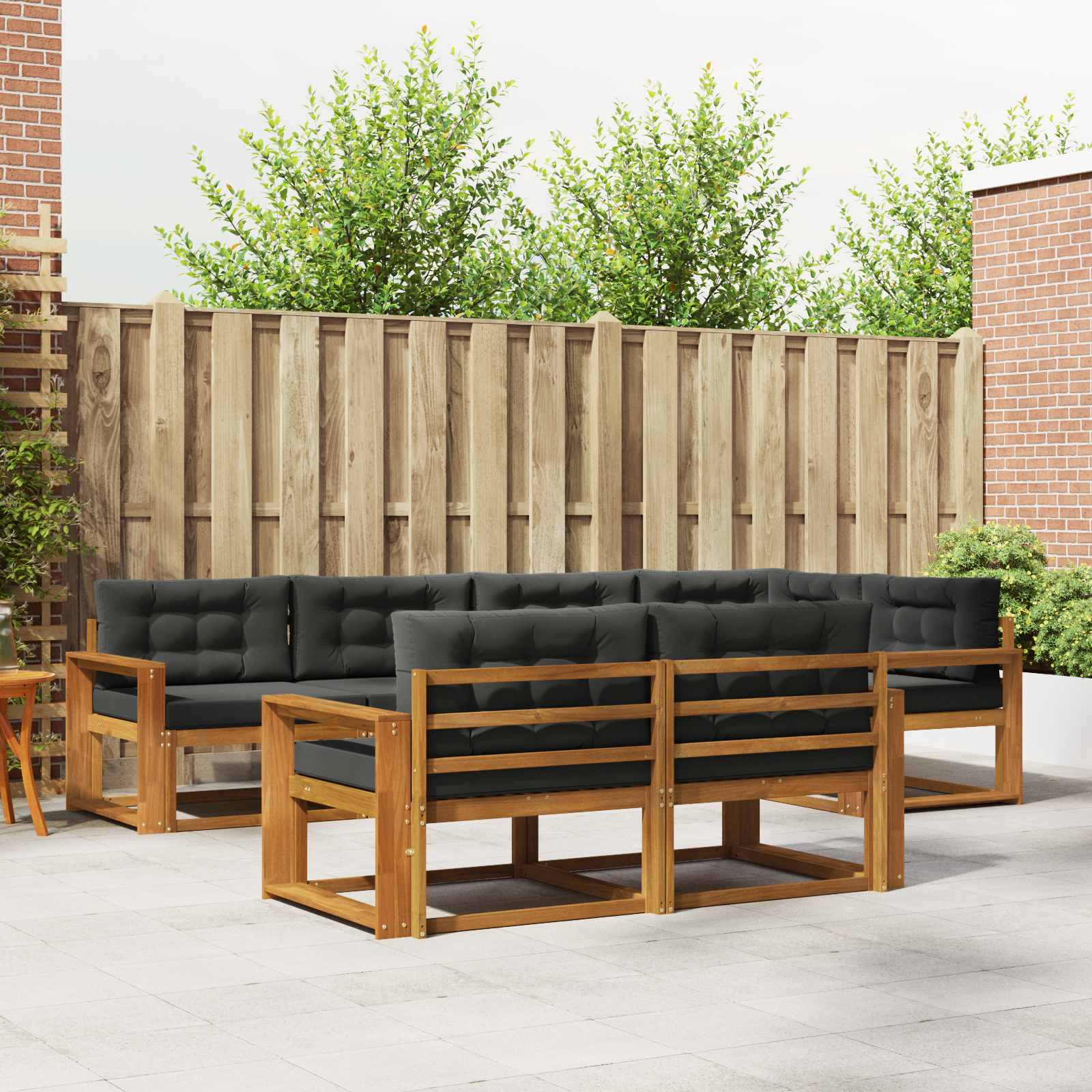 Outdoor-Sofagarnitur mit Kissen 7 pcs Natur und Anthrazit