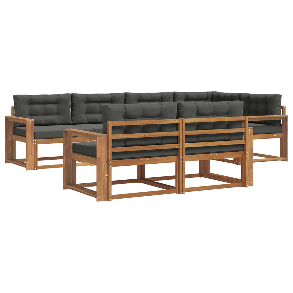 Outdoor-Sofagarnitur mit Kissen 7 pcs Natur und Anthrazit