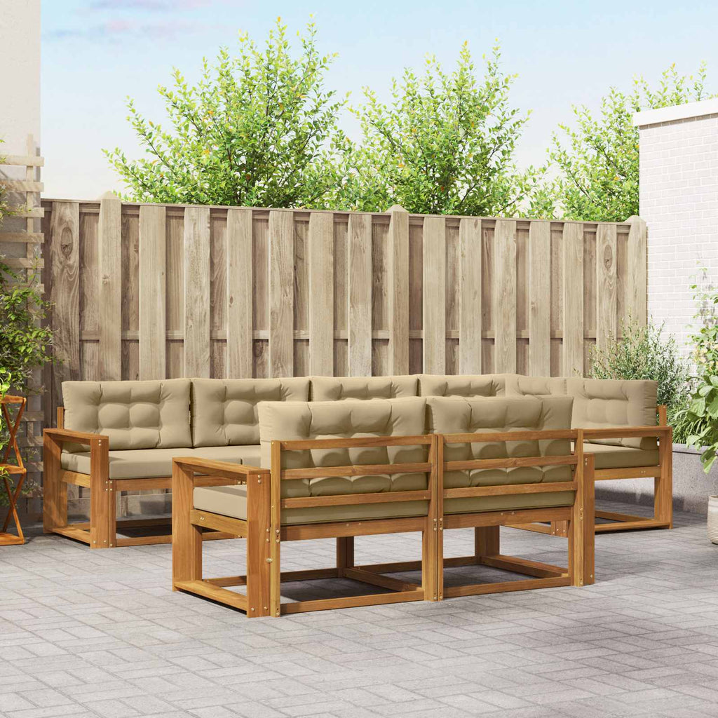 Outdoor-Sofagarnitur mit Kissen 7 pcs Natur und Beige