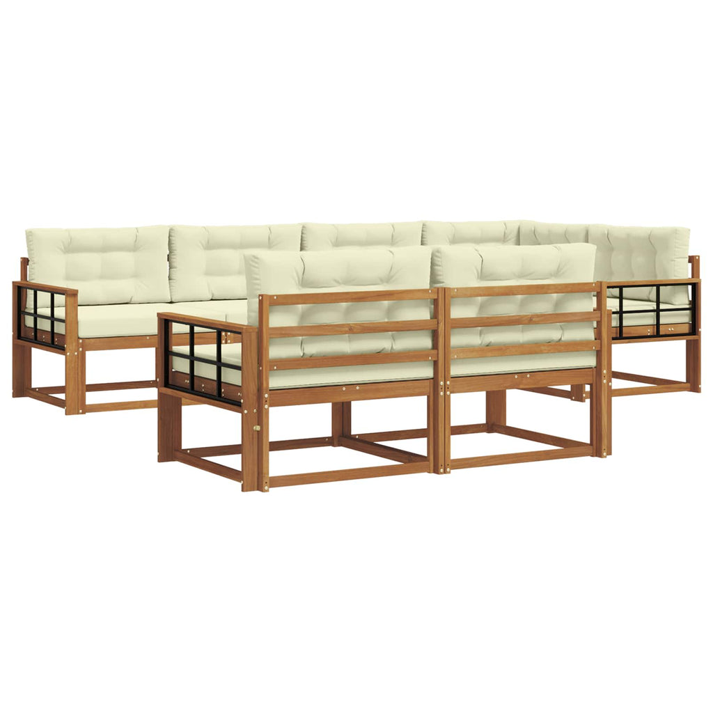 Outdoor-Sofagarnitur mit Kissen 7 pcs Natur und Creme