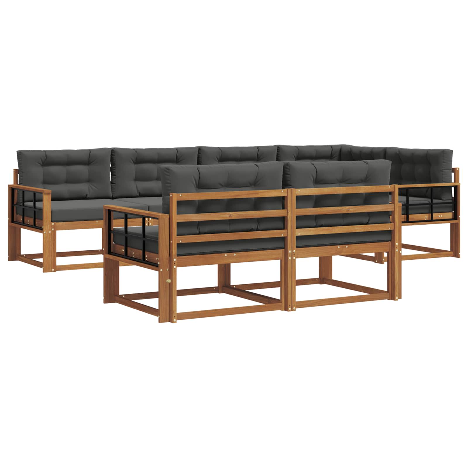 Outdoor-Sofagarnitur mit Kissen 7 pcs Natur und Anthrazit