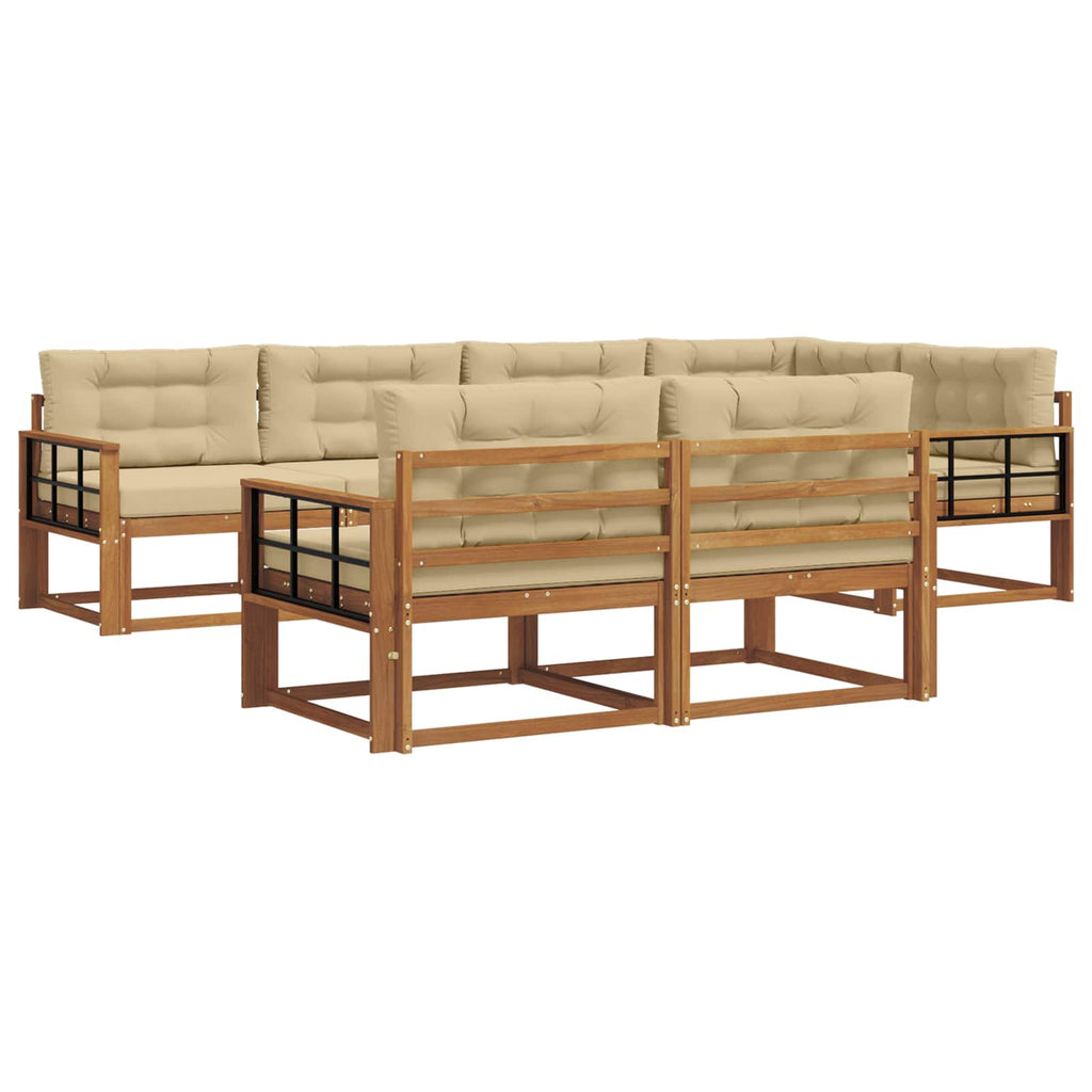 Outdoor-Sofagarnitur mit Kissen 7 pcs Natur und Beige