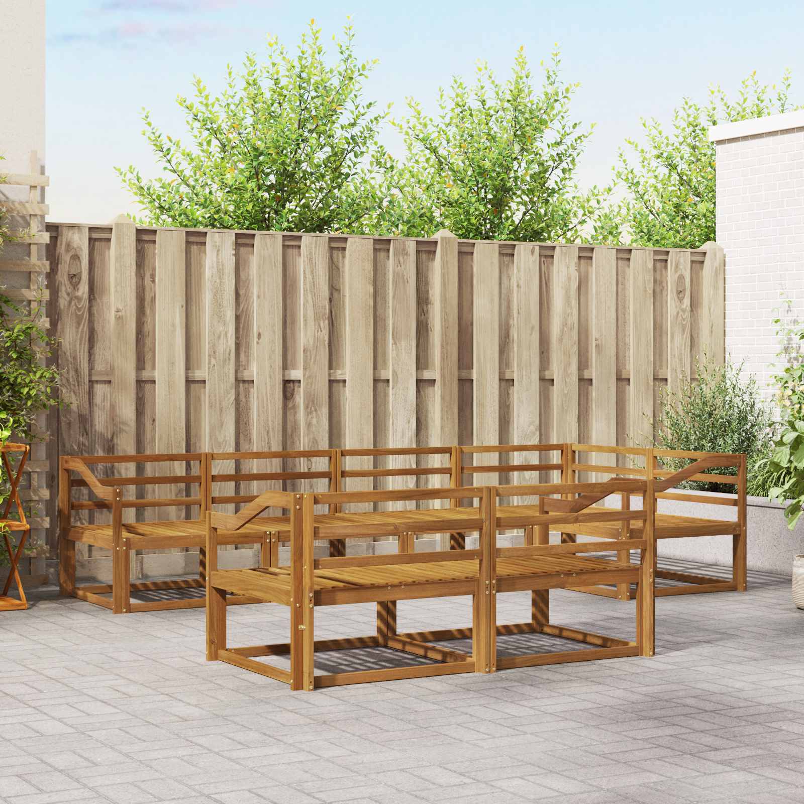 Outdoor-Sofagarnitur 7 pcs Natur Massivholz Akazie