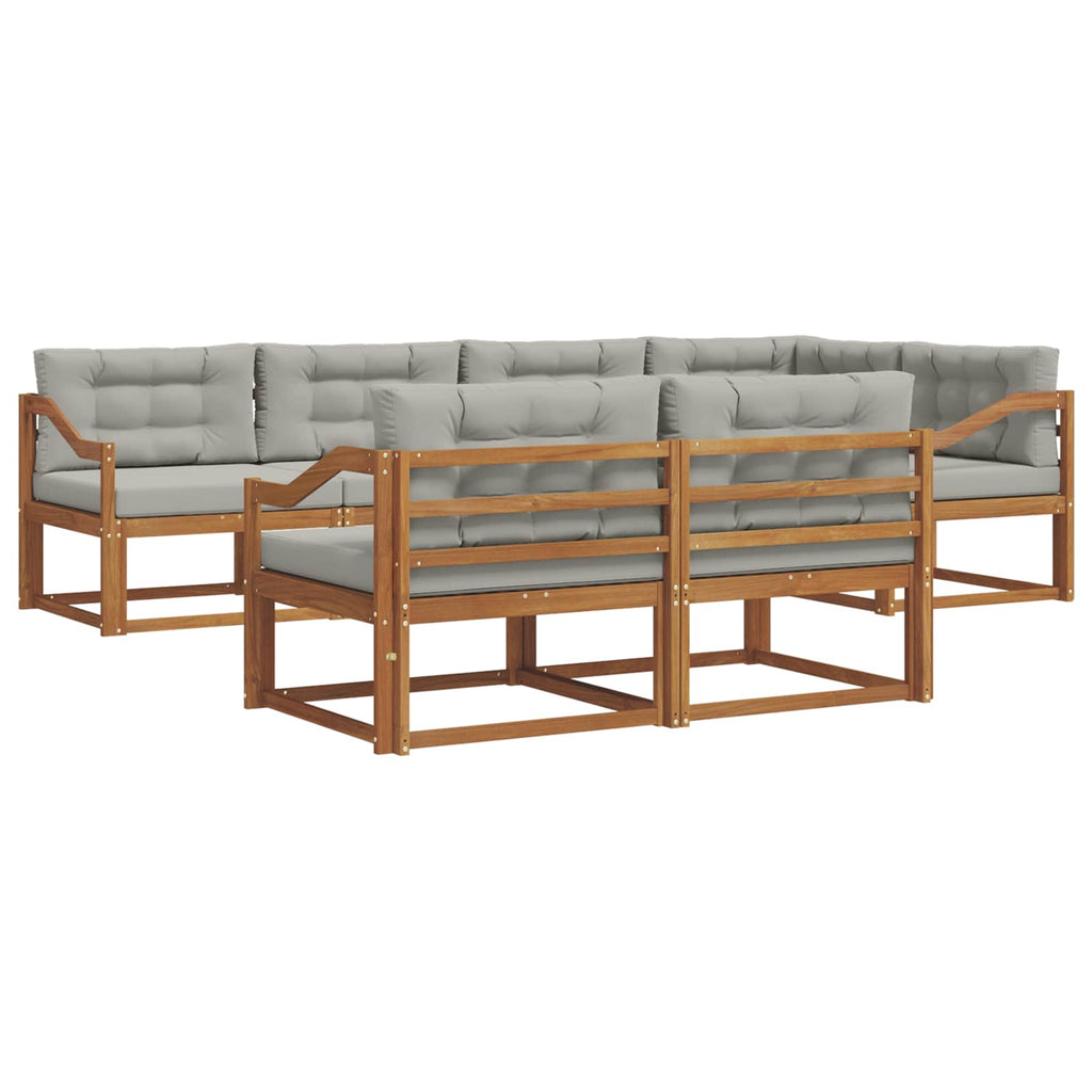Outdoor-Sofagarnitur mit Kissen 7 pcs Natürlich und Hellgrau