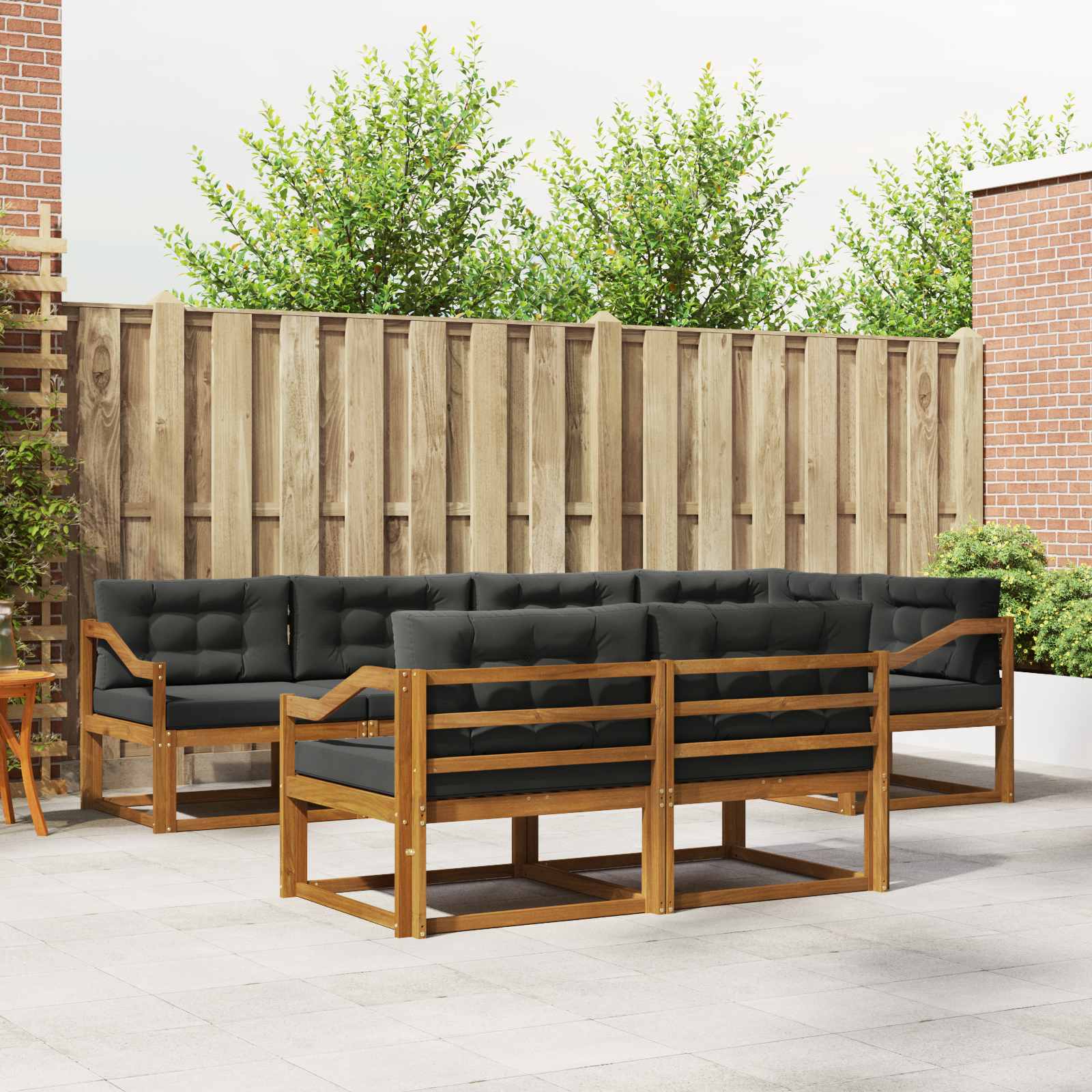 Outdoor-Sofagarnitur mit Kissen 7 pcs Natur und Anthrazit