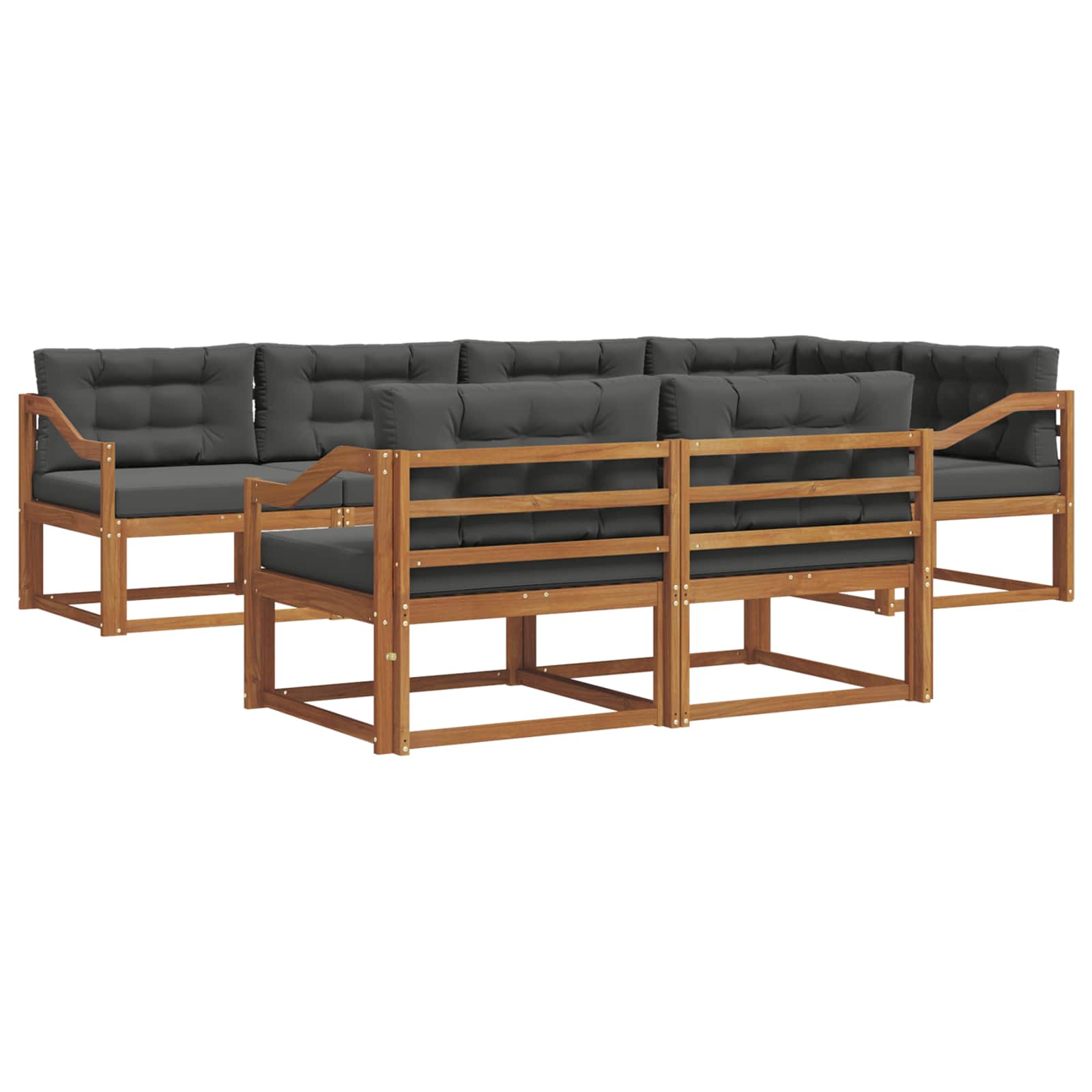 Outdoor-Sofagarnitur mit Kissen 7 pcs Natur und Anthrazit