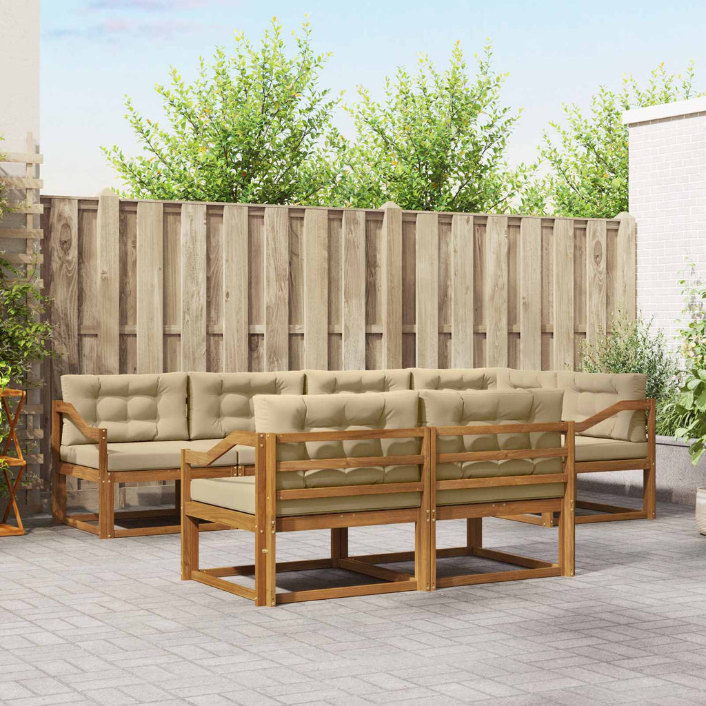 Outdoor-Sofagarnitur mit Kissen 7 pcs Natur und Beige